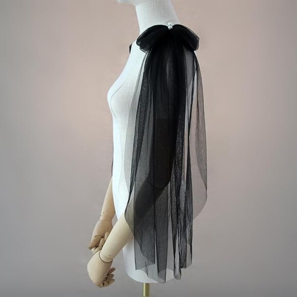 Bow Tulle Double Shoulder Shawl main image 6